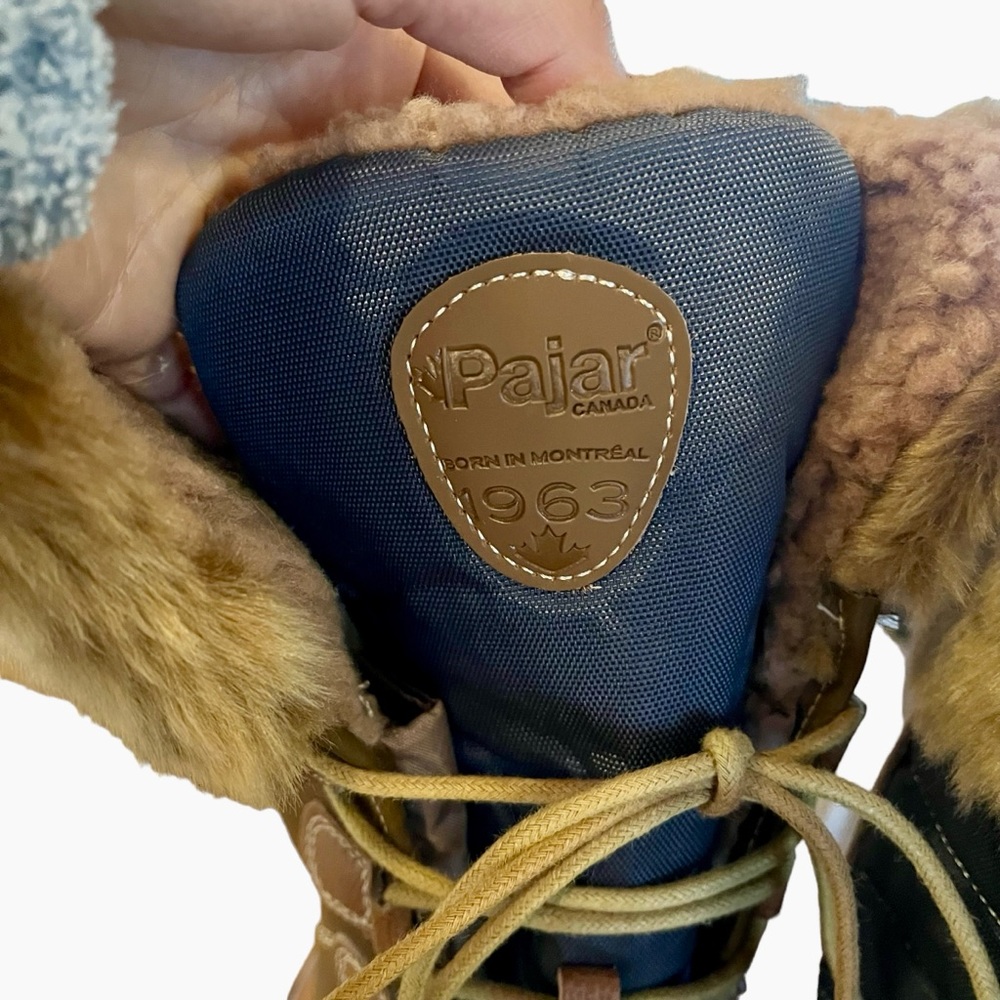 NWOT Pajar Canada waterproof leather textile faux fur sherpa lined boots 8 8.5 - Picture 4 of 14